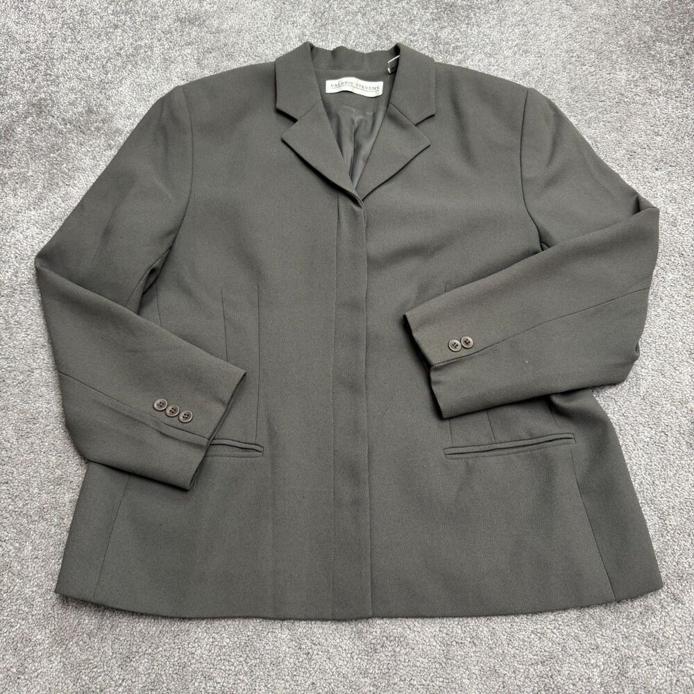 Valerie Stevens Hidden Button Covered Placket Blazer Jacket Womens Size 14 Gray